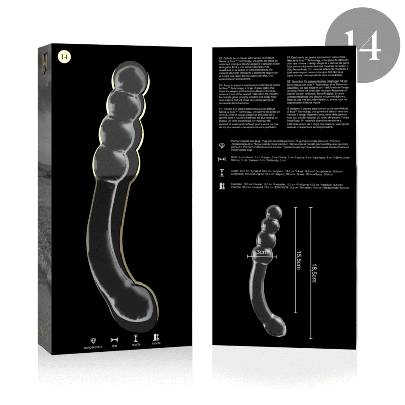 NEBULA SERIE VON IBIZA - MODELL 14 DILDO BOROSILIKATGLAS KLAR 18,5 CM -O- 3 CM