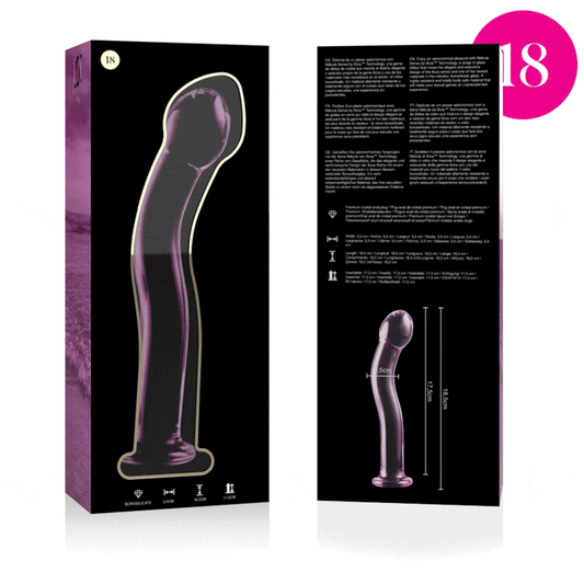 SÉRIE NEBULA DA IBIZA - MODELO 18 DILDO VIDRO BOROSILICADO TRANSPARENTE 18,5 CM -O- 3,5 CM