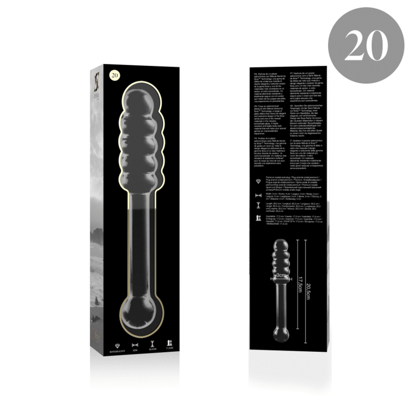 SÉRIE NEBULA DA IBIZA - MODELO 20 DILDO VIDRO BOROSILICADO TRANSPARENTE 20,5 CM -O- 3 CM