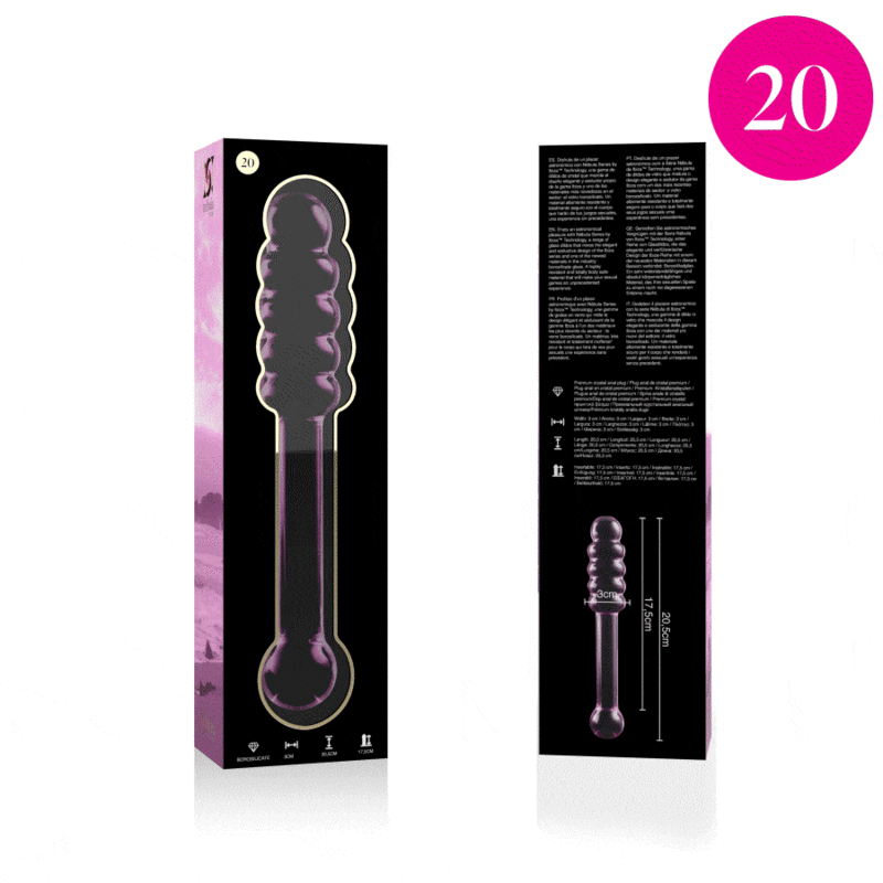 SÉRIE NEBULA DA IBIZA - MODELO 20 DILDO VIDRO BOROSILICADO TRANSPARENTE 20,5 CM -O- 3 CM
