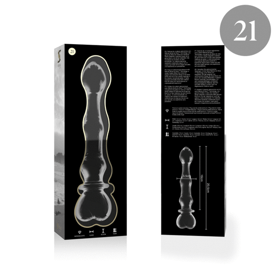 SÉRIE NEBULA DA IBIZA - MODELO 21 DILDO VIDRO BOROSILICADO TRANSPARENTE 20,5 CM -O- 3,5 CM