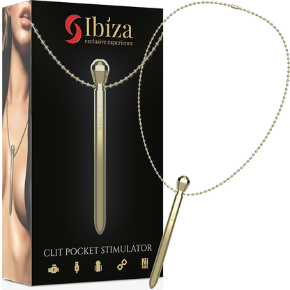 IBIZA - COLAR ESTIMULADOR DE BOLSO DE CLITÓRIS CARREGADOR USB 12 MODOS DE VIBRAÇÃO DOURADO 12,2 X 1,5