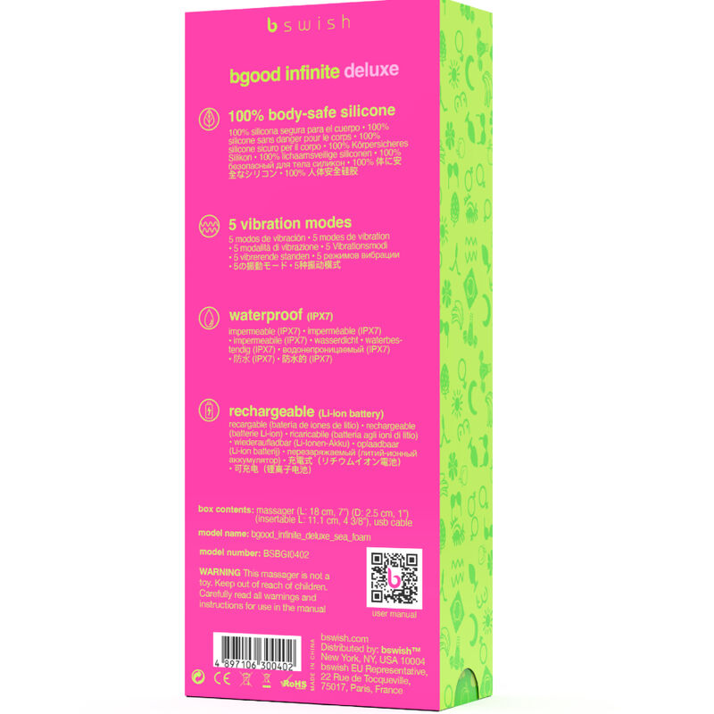 B SWISH - BGOOD INFINITE DELUXE VIBRADOR RECARREGÁVEL SILICONE AZUL