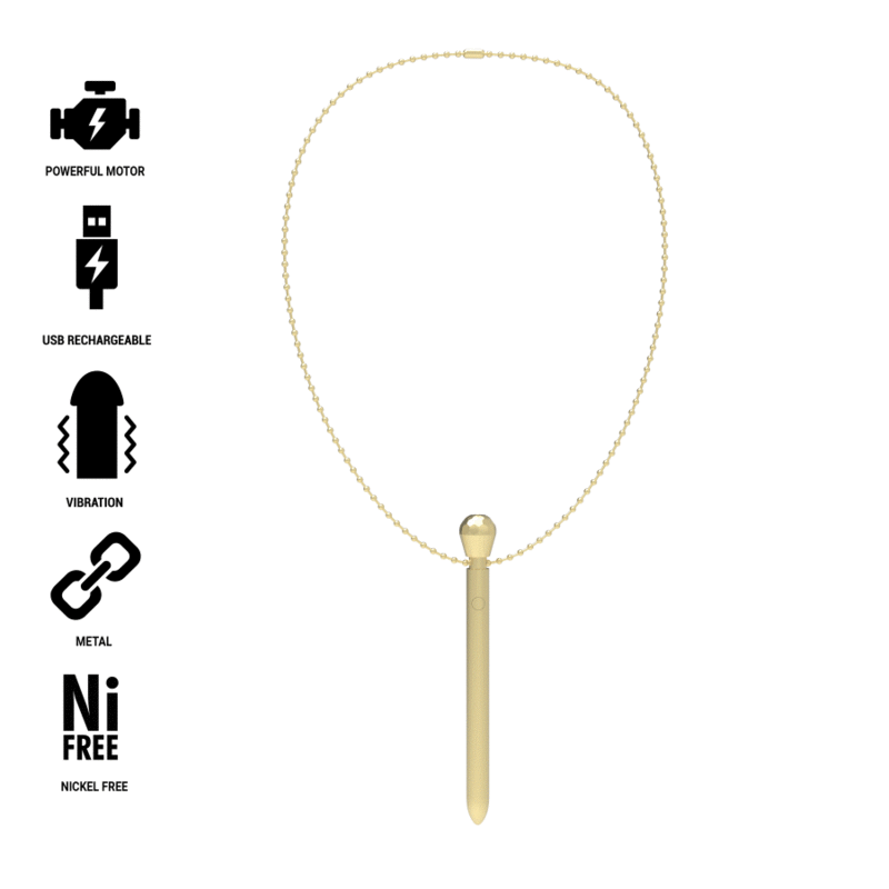 IBIZA - COLAR ESTIMULADOR DE BOLSO DE CLITÓRIS CARREGADOR USB 12 MODOS DE VIBRAÇÃO DOURADO 12,2 X 1,5