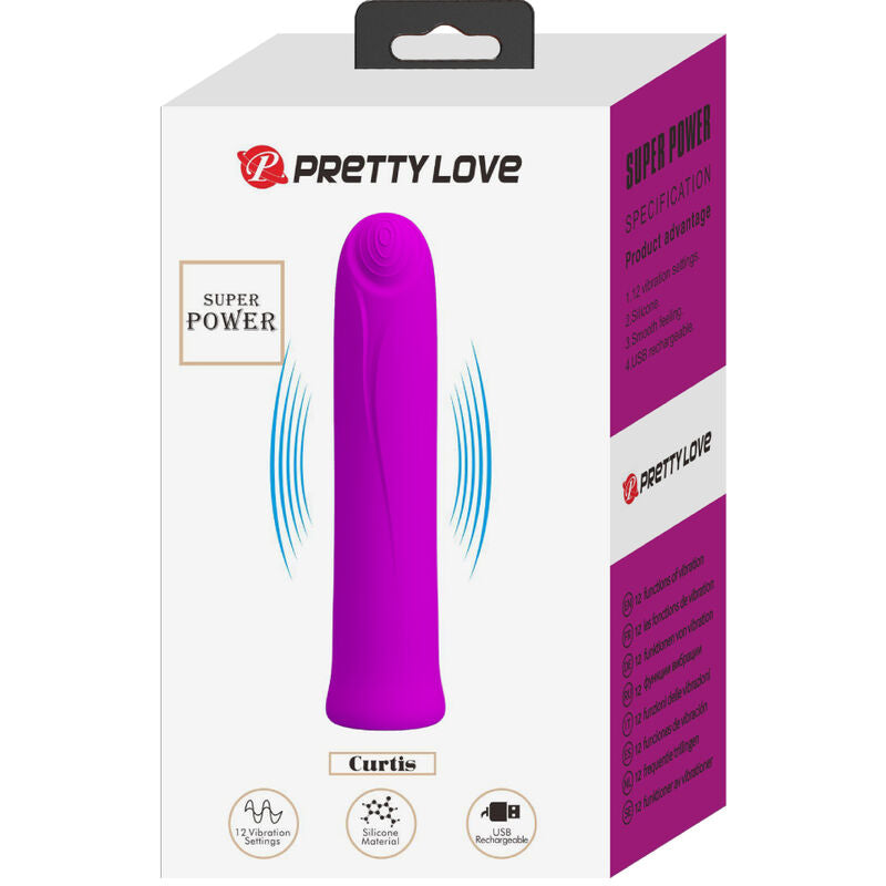 PRETTY LOVE - CURTIS MINI SUPER POWER VIBRADOR 12 VIBRAÇÕES DE SILICONE VIOLETA