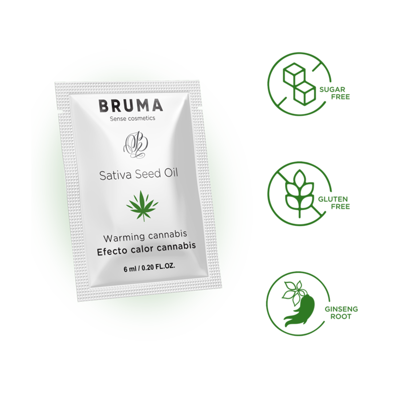 BRUMA - ÓLEO DE SEMENTE DE SATIVA GEL DESLIZANTE SABOR DE CANNABIS AQUECEDOR 6 ML