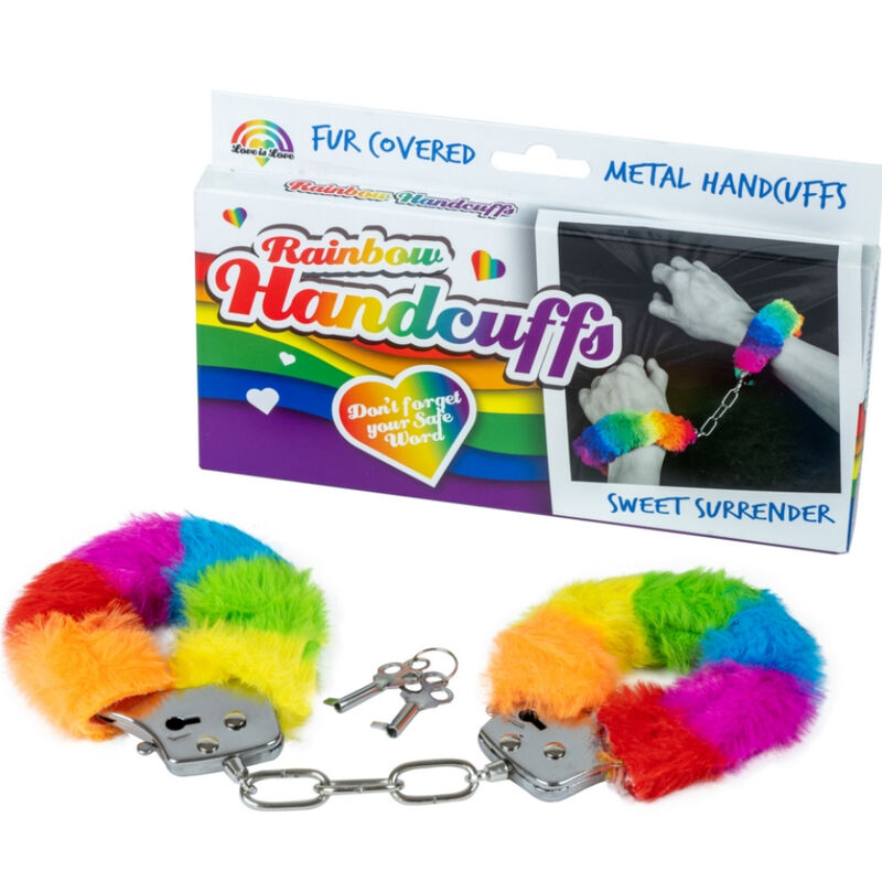 SPENCER &amp; FLEETWOOD - HANDSCHELLEN AUS METALL MIT REGENBOGENFUTTER