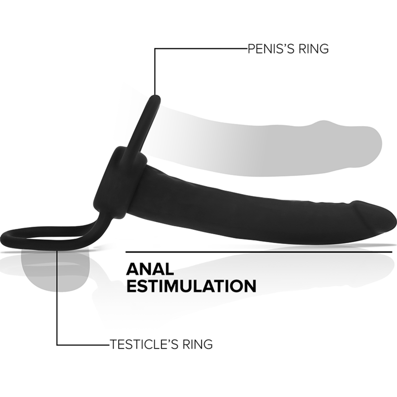 MITOLOGIA - COBI ONYX DILDO ANAL COM ANEL DE PAU E TESTÍCULO 13 CM SILICONE