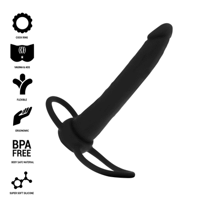 MITOLOGIA - COBI ONYX DILDO ANAL COM ANEL DE PAU E TESTÍCULO 13 CM SILICONE