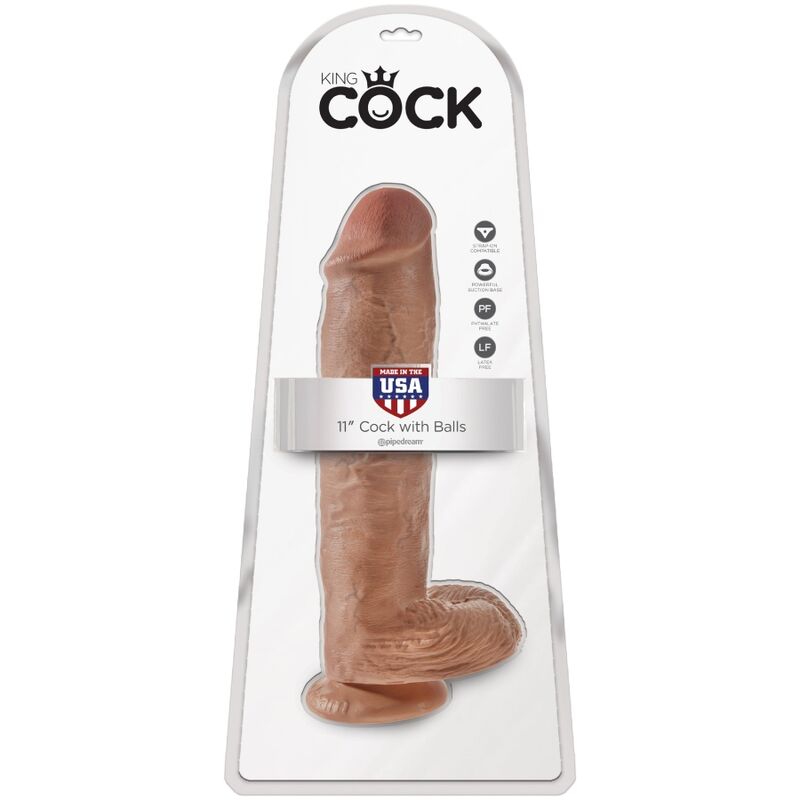 KING COCK - PÊNIS REALISTA COM BOLAS 22,6 CM CARAMELO