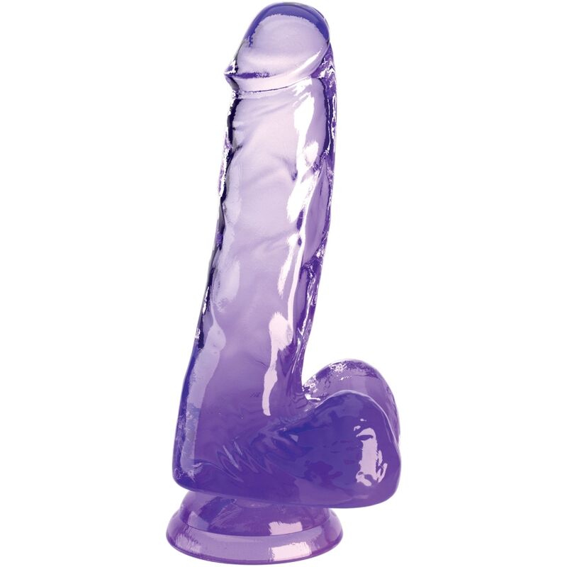 KING COCK - PÊNIS REALISTA CLARO COM BOLAS 13,5 CM ROXO