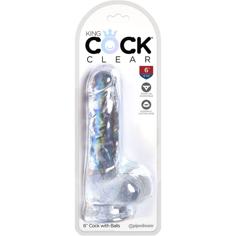 KING COCK - KLARER REALISTISCHER PENIS MIT HODEN 13,5 CM TRANSPARENT