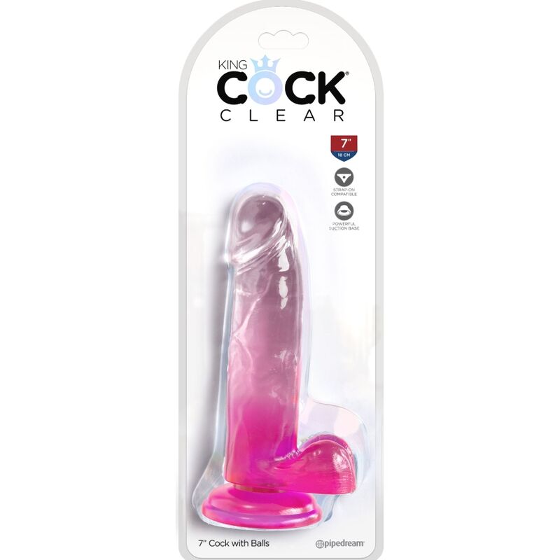 KING COCK - PÊNIS REALISTA CLARO COM BOLAS 15,2 CM ROSA
