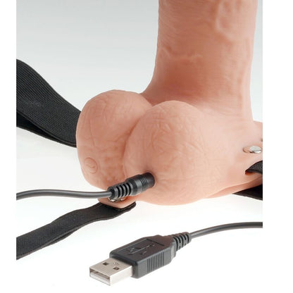 FETISH FANTASY SERIES - ARREIO AJUSTÁVEL PÊNIS REALISTA COM BOLAS RECARREGÁVEIS E VIBRADOR 28 CM