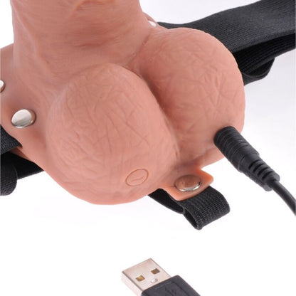 FETISH FANTASY SERIES - VERSTELLBARER HARNESS REALISTISCHER PENIS MIT KUGELN, WIEDERAUFLADBAR UND VIBRATOR 17,8 CM