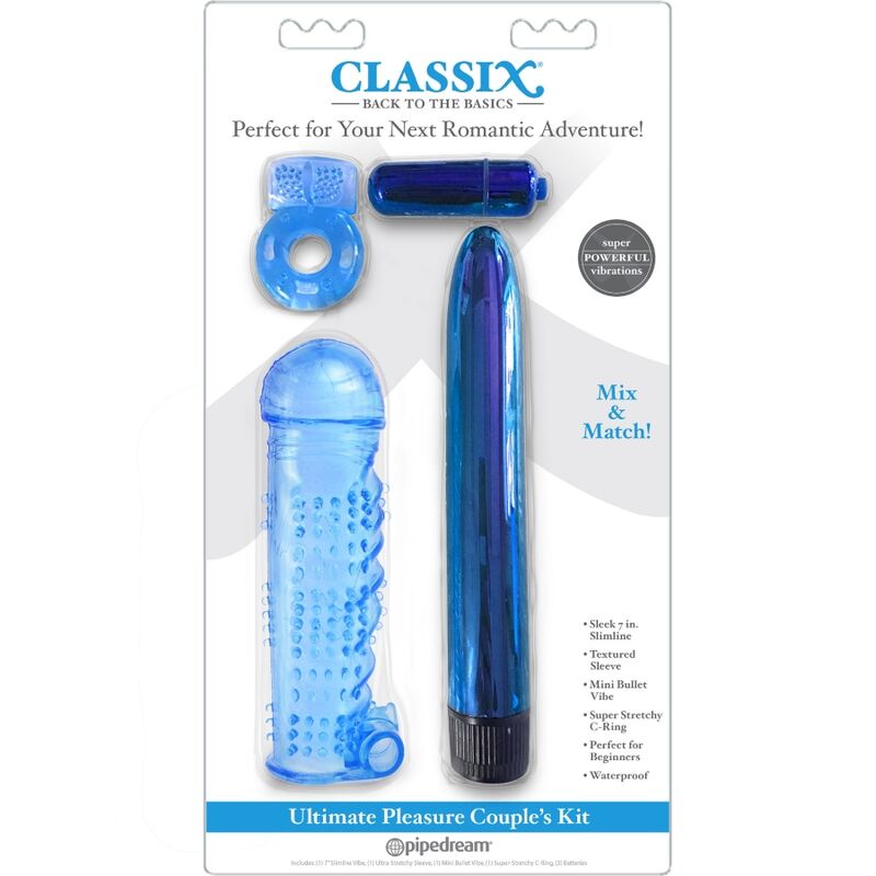 CLASSIX - KIT FOR COUPLES WITH RING, SHEATH AND BULLETS BLUE