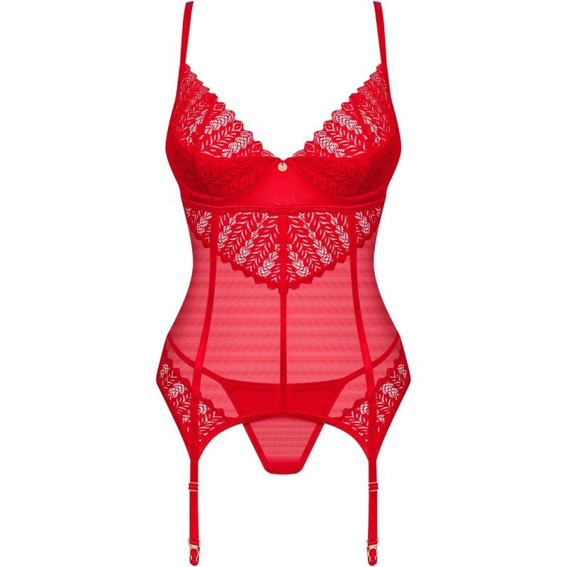 OBSESSIVE - CORSETE E TANGA INGRIDIA VERMELHO XS/S