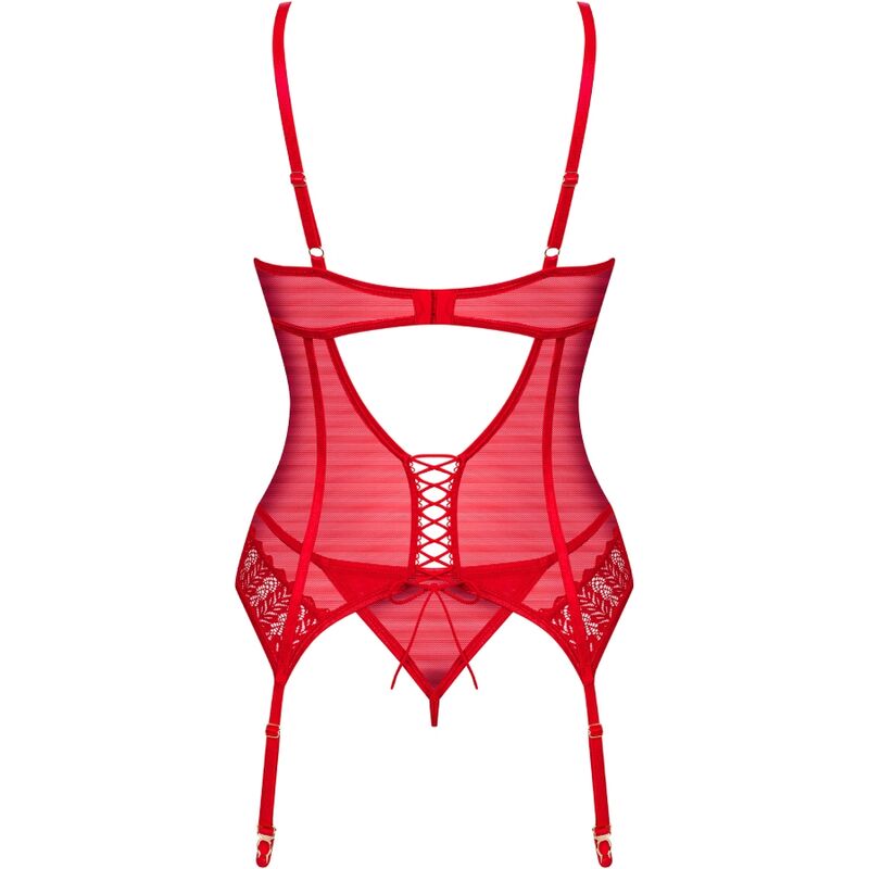 OBSESSIVE - CORSETE E TANGA INGRIDIA VERMELHO XS/S