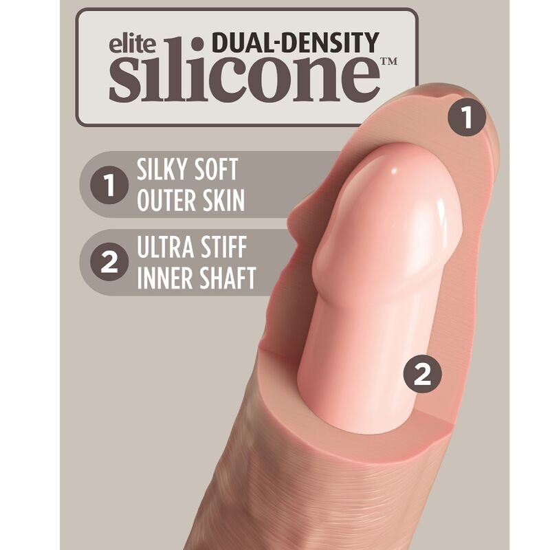 KING COCK - VIBRADOR DILDO REALISTA ELITE E CONTROLE REMOTO DE SILICONE 17,8 CM