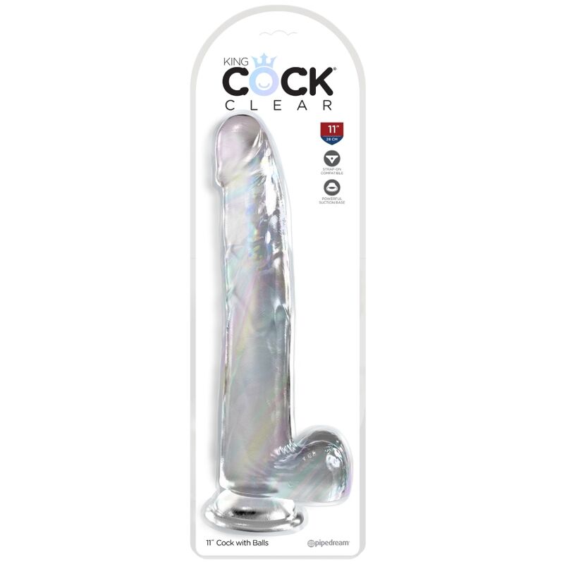 KING COCK - DILDO TRANSPARENTE COM TESTÍCULOS 24,8 CM TRANSPARENTE