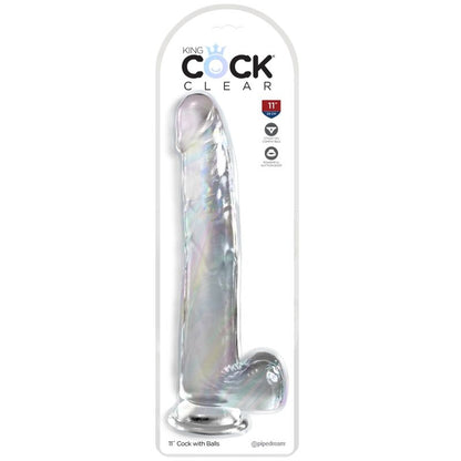 KING COCK - DILDO TRANSPARENTE COM TESTÍCULOS 24,8 CM TRANSPARENTE