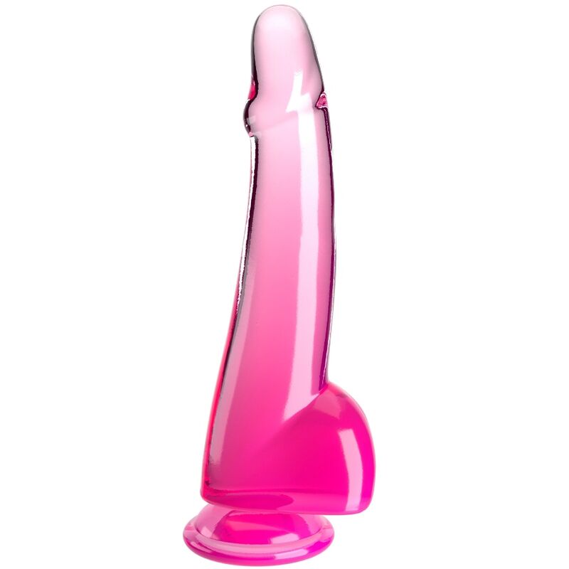 KING COCK - DILDO TRANSPARENTE COM TESTÍCULOS 19 CM ROSA