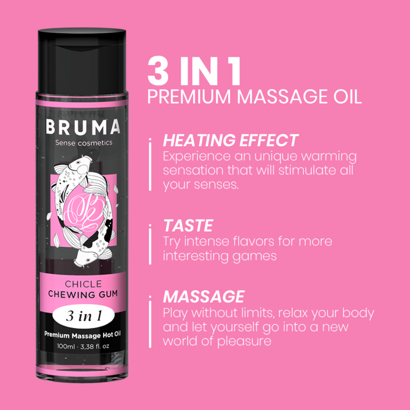 BRUMA - ÓLEO QUENTE DE MASSAGEM PREMIUM GOMA DE MASCAR 3 EM 1 - 100 ML