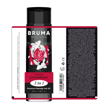 BRUMA - ÓLEO QUENTE DE MASSAGEM PREMIUM MORANGO 3 EM 1 - 100 ML