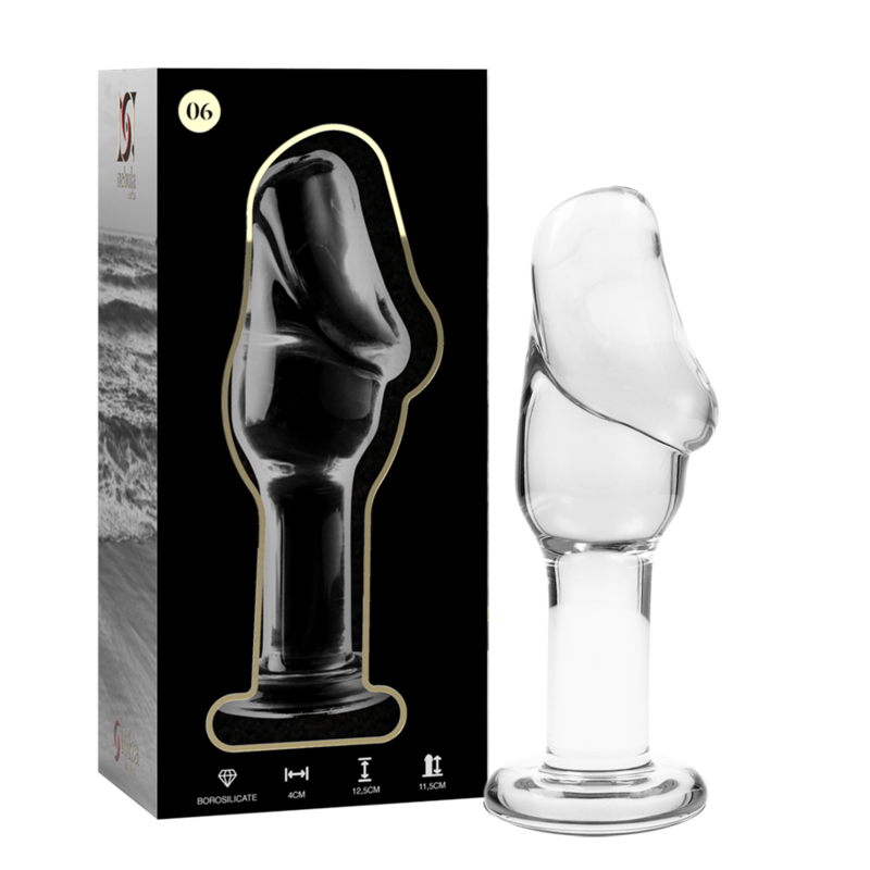 SÉRIE NEBULA DA IBIZA - MODELO 6 PLUG ANAL VIDRO BOROSILICADO TRANSPARENTE 12,5 CM -O- 4 CM