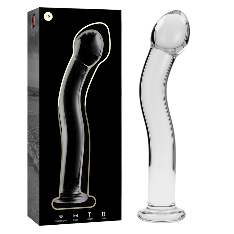 SÉRIE NEBULA DA IBIZA - MODELO 18 DILDO VIDRO BOROSILICADO TRANSPARENTE 18,5 CM -O- 3,5 CM