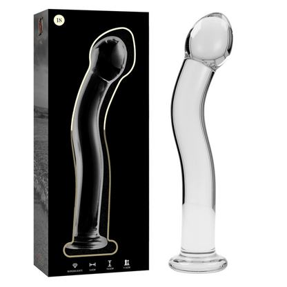 SÉRIE NEBULA DA IBIZA - MODELO 18 DILDO VIDRO BOROSILICADO TRANSPARENTE 18,5 CM -O- 3,5 CM