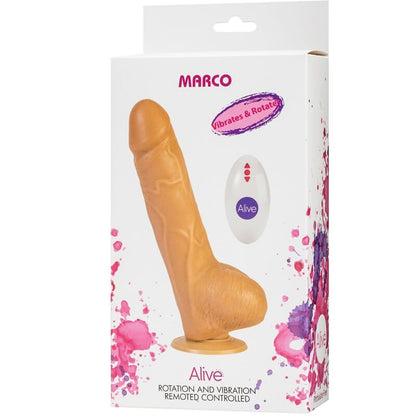 ALIVE - MARCO VIBRADOR DE PÊNIS REALÍSTICO E ROTATOR CONTROLE REMOTO 19 CM