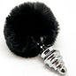ALIVE - PLUG ANAL DE PRAZER ESPIRAL METAL FLUFFY PRETO TAMANHO S
