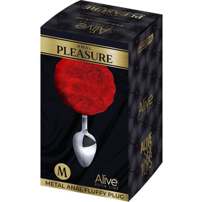 ALIVE - ANAL PLEASURE PLUG GLATTES METALL FLUFFY ROT GRÖSSE M