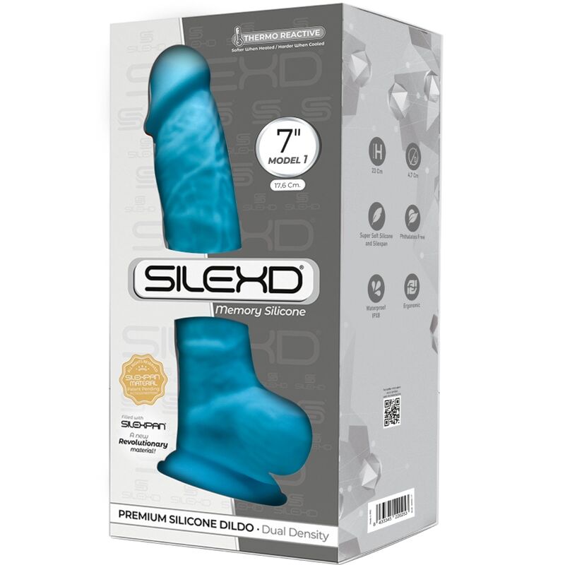 SILEXD - MODELO 1 PÊNIS REALISTA PREMIUM SILEXPAN SILICONE AZUL 17,5 CM