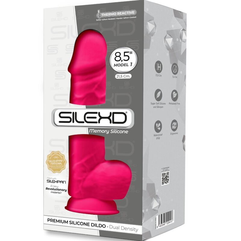 SILEXD - MODELO 1 PÊNIS REALISTA PREMIUM SILEXPAN SILICONE FÚCSIA 21,5 CM