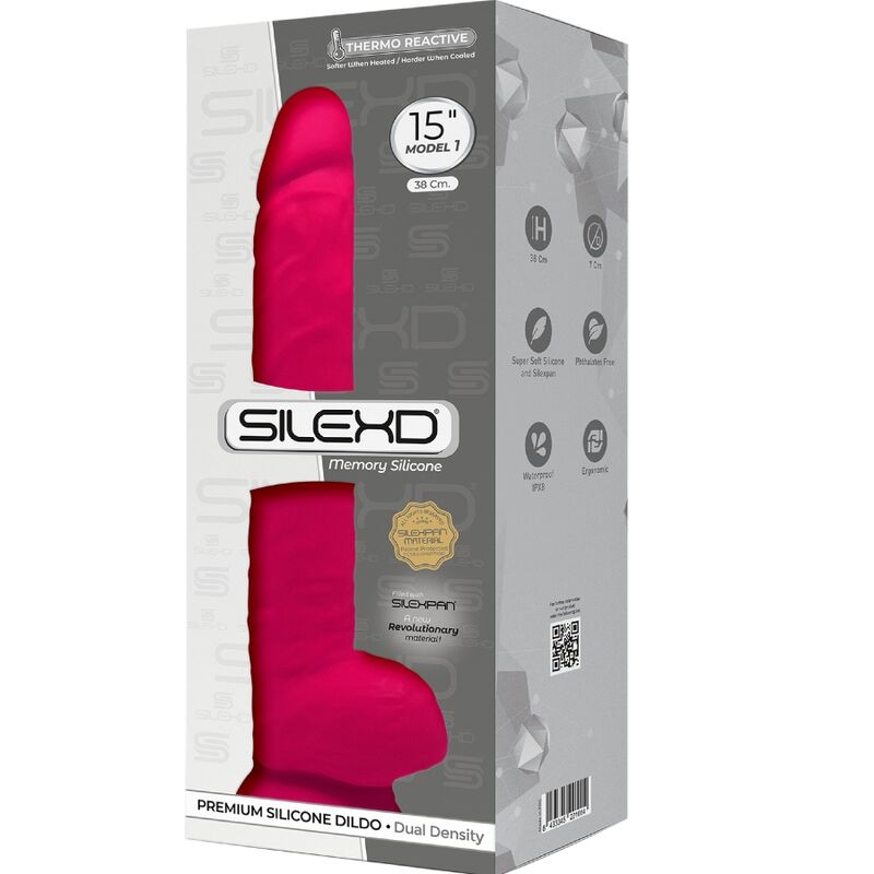 SILEXD - MODELO 1 PÊNIS REALISTA PREMIUM SILEXPAN SILICONE FÚCSIA 38 CM