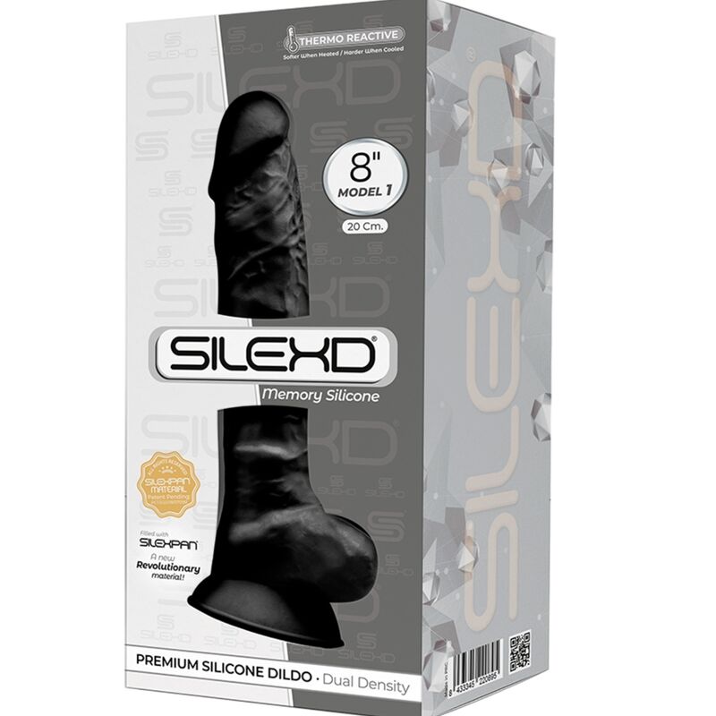 SILEXD - MODELO 1 PÊNIS REALISTA PREMIUM SILEXPAN SILICONE PRETO 20 CM