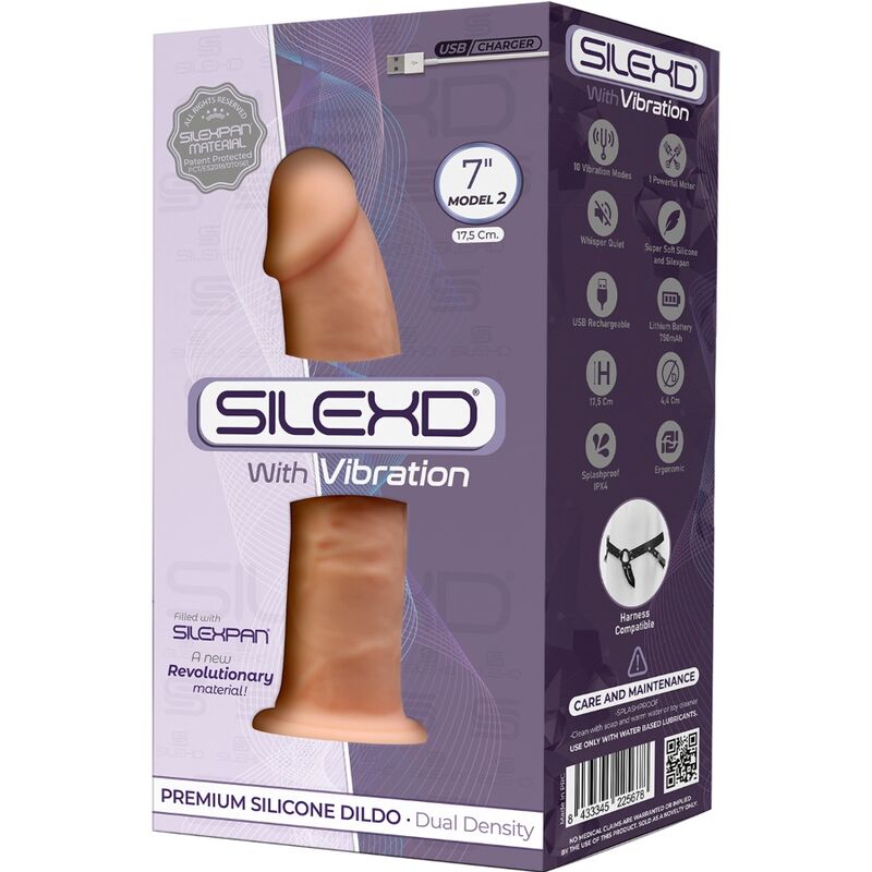 SILEXD - MODELO 1 VIBRADOR DE PÊNIS REALISTA SILICONE PREMIUM SILEXPAN 17,5 CM