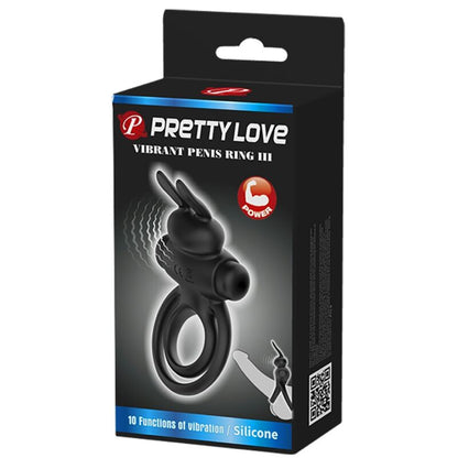 PRETTY LOVE - ANEL DE COELHO VIBRADOR III PARA PÊNIS PRETO