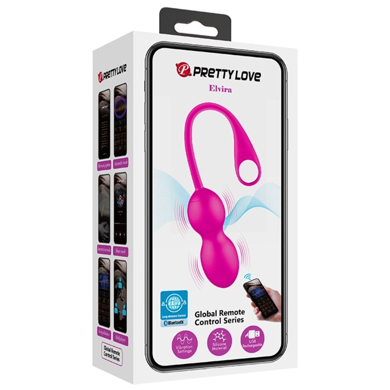 PRETTY LOVE - BOLAS VIBRATÓRIAS RECARREGÁVEIS ELVIRA PINK