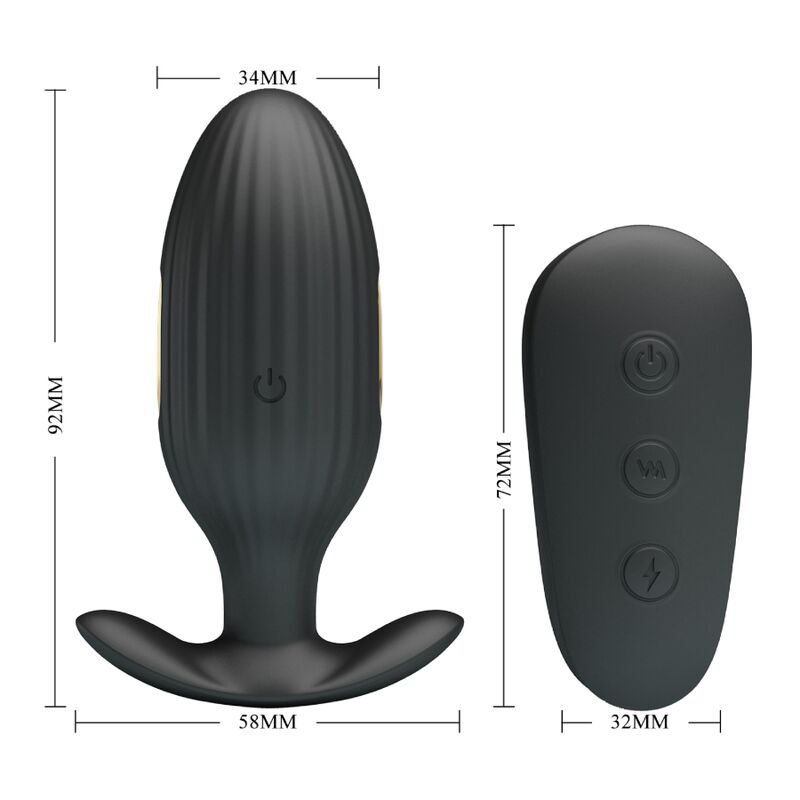 PRETTY LOVE - KELLY PLUG ANAL VIBRADOR RECARREGÁVEL PRETO