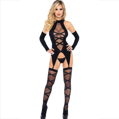 LEG AVENUE - CONJUNTO 3 PEÇAS BODY + MEIAS + MANGAS