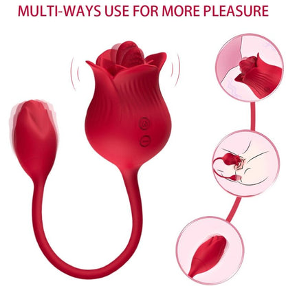 ARMONY - VIBRADOR ESTIMULADOR DE CLITÓRIS ROSA COM CAUDA 10 MODOS VERMELHO