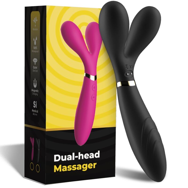 ARMONY - Y-WAND MASSAGEADOR E VIBRADOR DUPLA CABEÇA PRETO