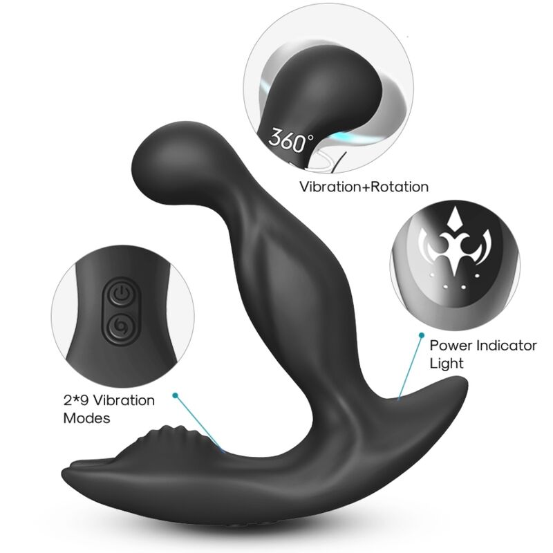 ARMONY - BAT KING VIBRADOR ANAL ROTATOR DE PRÓSTATA CONTROLE REMOTO PRETO