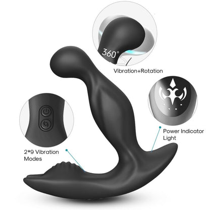 ARMONY - BAT KING VIBRADOR ANAL ROTATOR DE PRÓSTATA CONTROLE REMOTO PRETO
