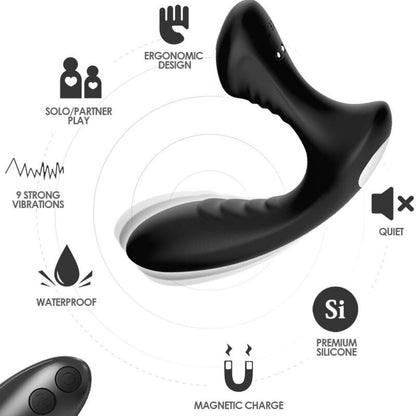 ARMONY - VIBRADOR STORM ANAL PRÓSTATA E PLUG CONTROLE REMOTO PRETO