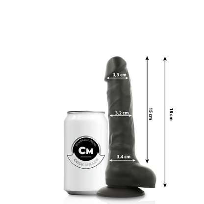 COCK MILLER - SILICONE DENSIDADE COCKSIL ARTICULÁVEL PRETO 18 CM