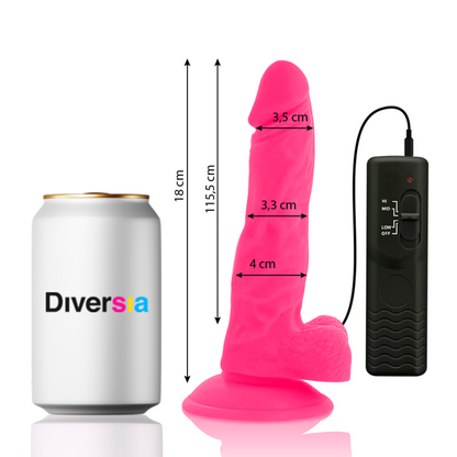 DIVERSIA - DILDO VIBRATÓRIO FLEXÍVEL ROSA 18 CM -O- 4 CM